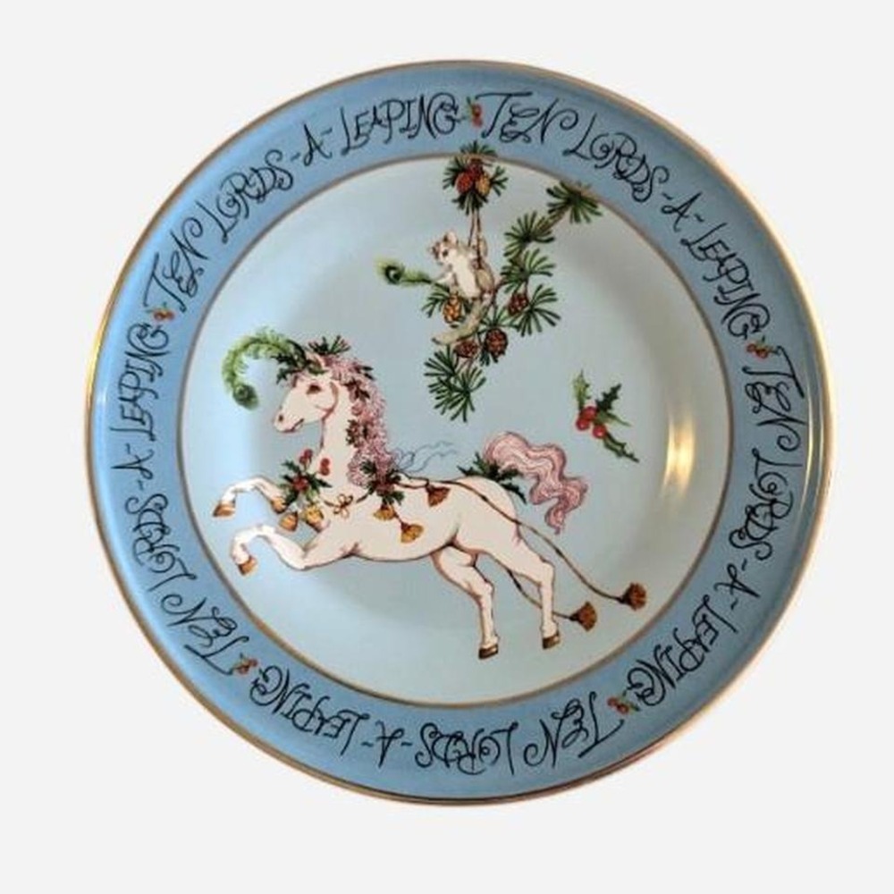 Anthropologie Phannapast Twelve Days Christmas Plate Ten Lords Leaping